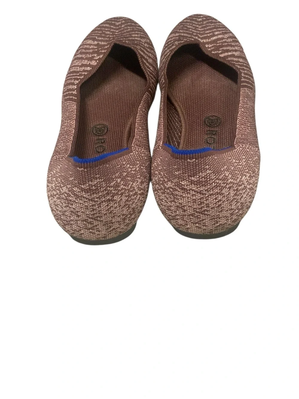 Rothy's Desert Metallic Rose Pink Round Toe Knit Flats Shoes Slip On
